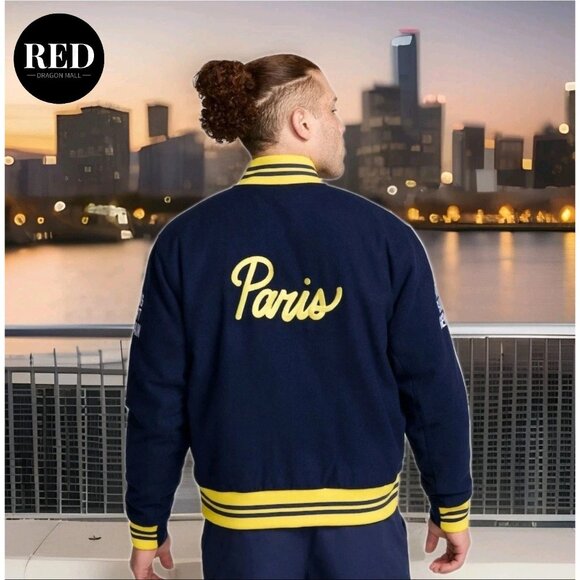 Nike Paris Saint Germain PSG Authentic Wool Bomber Jacket FQ7803-410 - Men's L - Picture 2 of 8